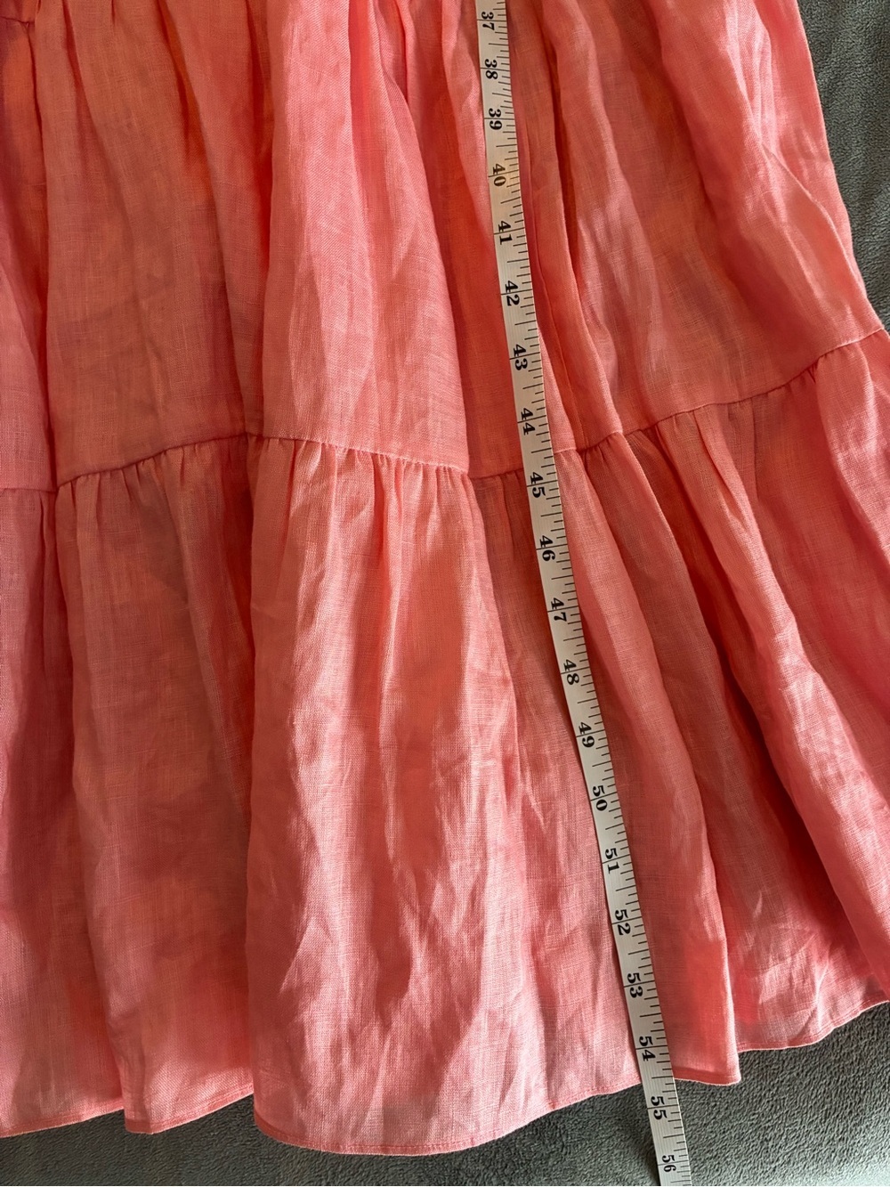 Kate Spade 100% Linen Women's Pink Puff-Sleeve Tiered Maxi Dress - Picture 10 of 10